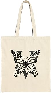 شنطة يد كبيرة توت - شنطة يد كبيرة توت بحروف ابجدية على شكل فراشة مع سحاب - 616 شنطة قماش بيج بسحاب