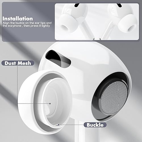 Miniatura 4 de Seltureone 4 pares de almohadillas de repuesto para Airpods ProPro 2 con orificio de reducción de ruido, silicona suave antideslizante con caja de