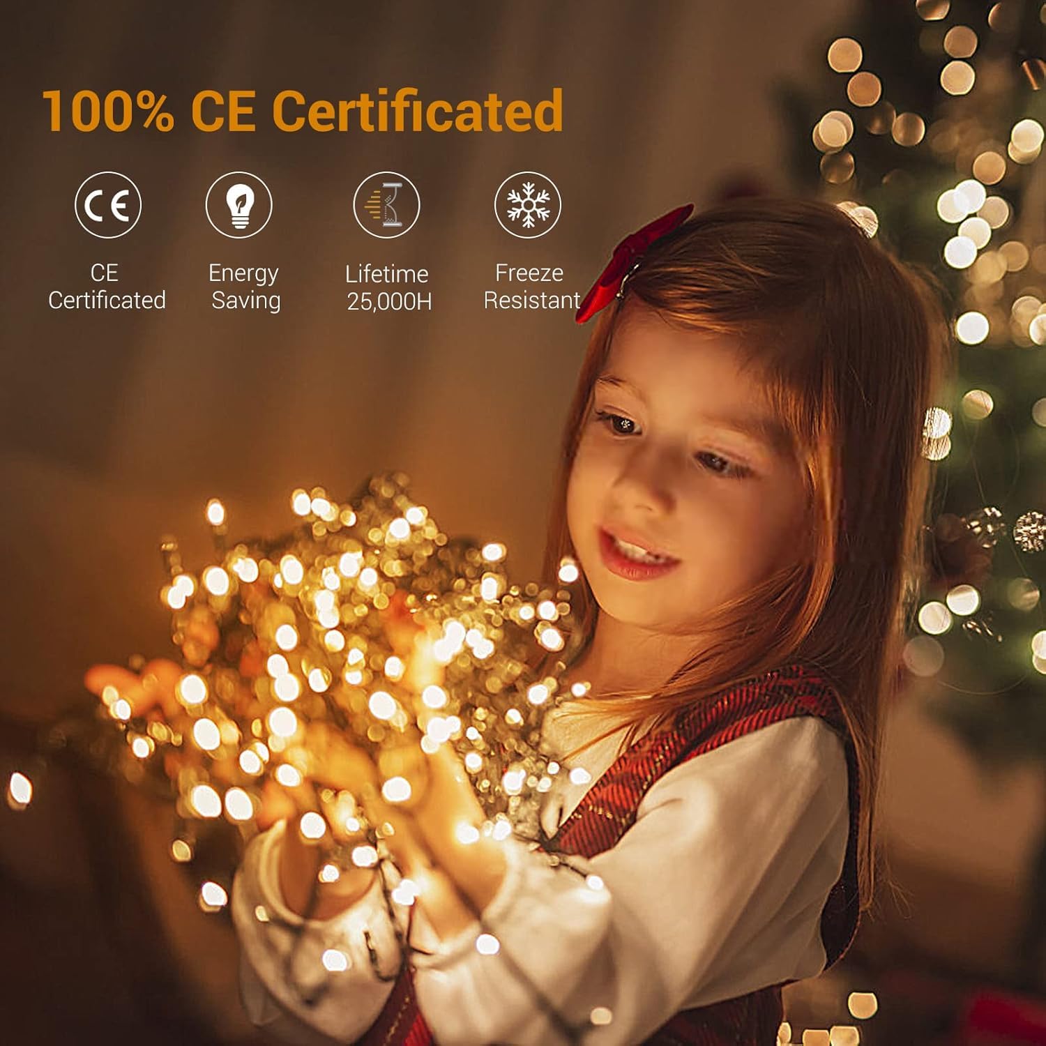 100M 1000LED Lampki choinkowe Zasilane lampki choinkowe Zewnętrzne ciepłe białe lampki LED Zewnętrzne wodoodporne z 8 trybami na choinkę Dom Balkon Ogród Wesele Impreza [Klasa energetyczna F]