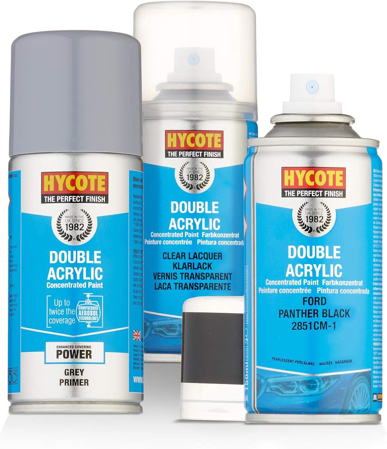 Hycote Ford Panther Black Pearlescent Paint 150ml + Grey Primer