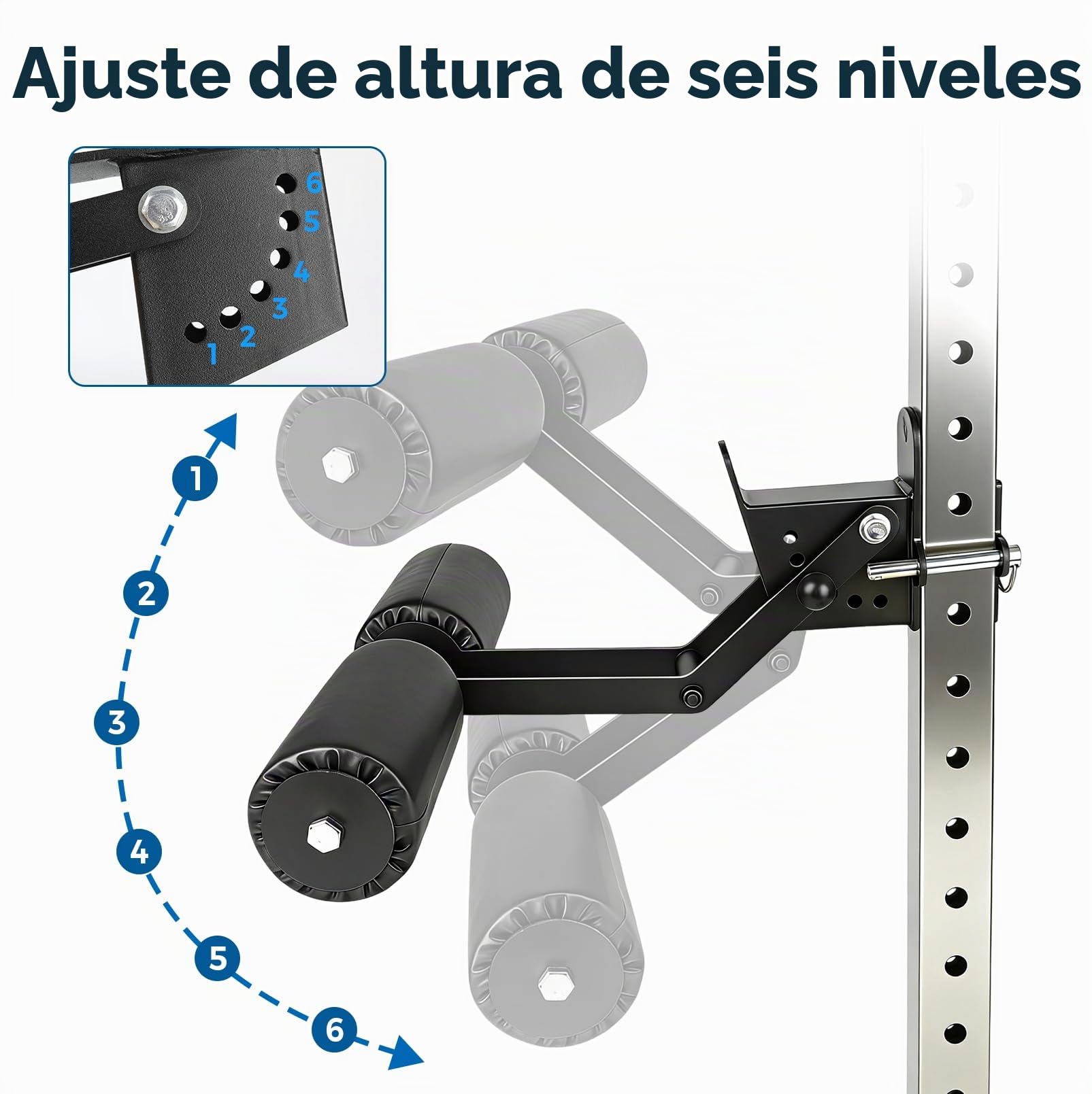 Soporte de extensión de piernas, para Racks de Potencia de 2x2 | compatible con orificios de 5/8" o 1", sujeciones de piernas ajustables, superficie de cuero