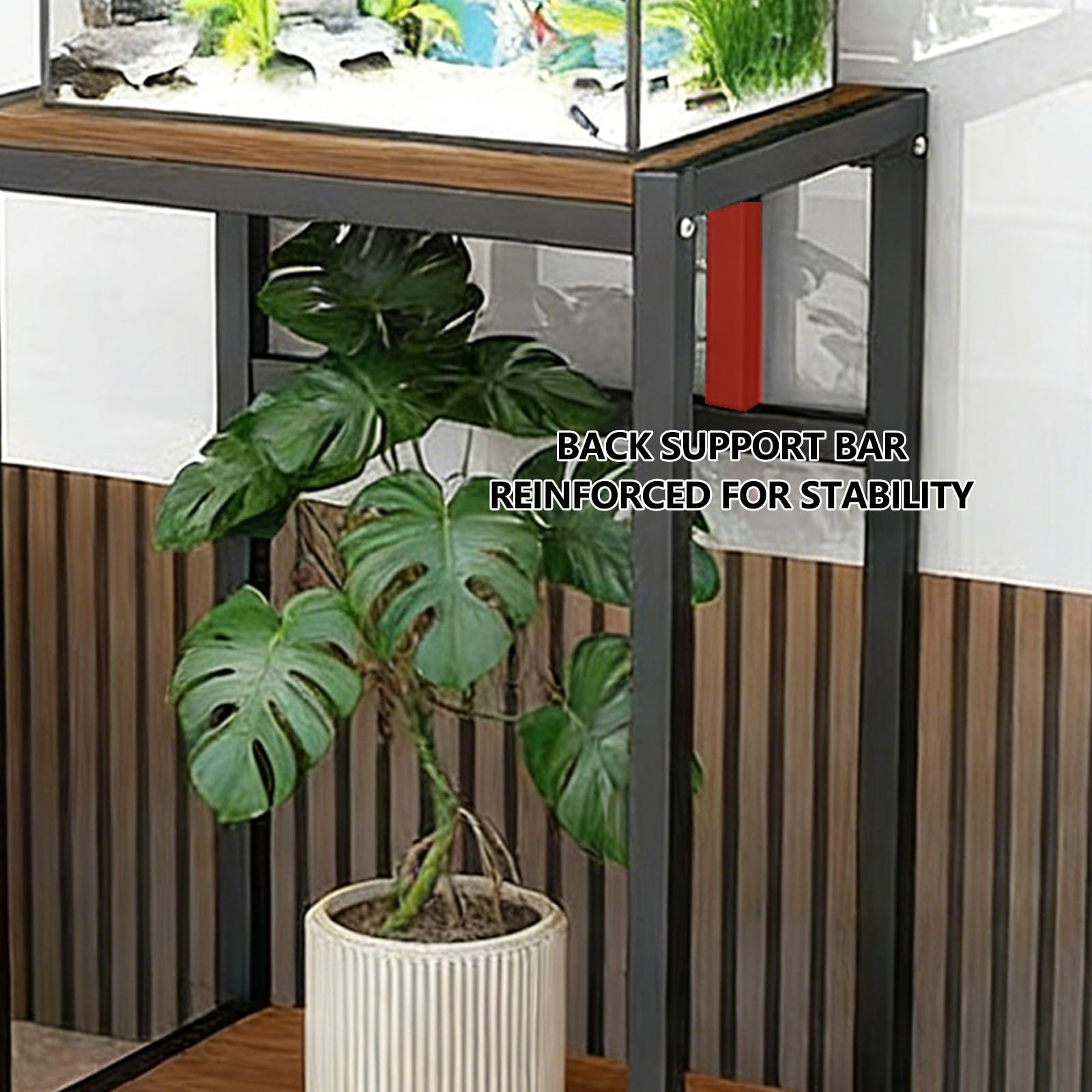 Ruchomy stojak na akwarium z kółkami, 2-poziomowy stojak do terrarium, solidna stalowa rama, łatwy montaż do salonu, gabinetu, biura
