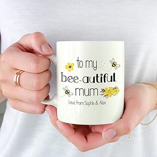 Personalised Mum Mug with Children Names | to My Bee-Autiful Mum | Cute Mother's Day Gift with Names | Gift for Mum | New Mum Gift