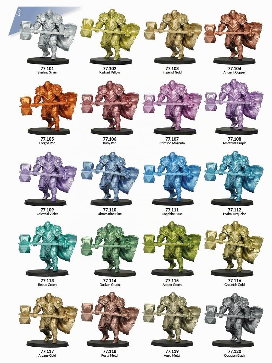 Vallejo True Metallic Metal – Maletín con Colección Completa de 80 Colores, 20 Familias Cromáticas, Pinceles y Figuras Exclusivas para Pintura y Aerografía