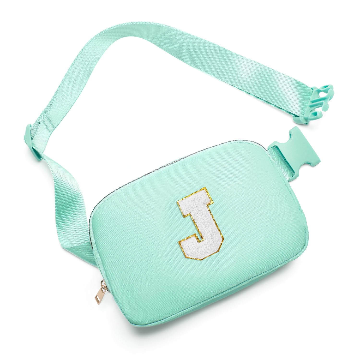 Gitus Birthday Gifts for 8 9 10 11 12 13 Year Old Girls Personalized Fanny Pack Crossbody Bags with Initial Letter Patch Belt Bag for Teen Girls Cute Trendy Stuff Travel Essentials (Mint Green-J)