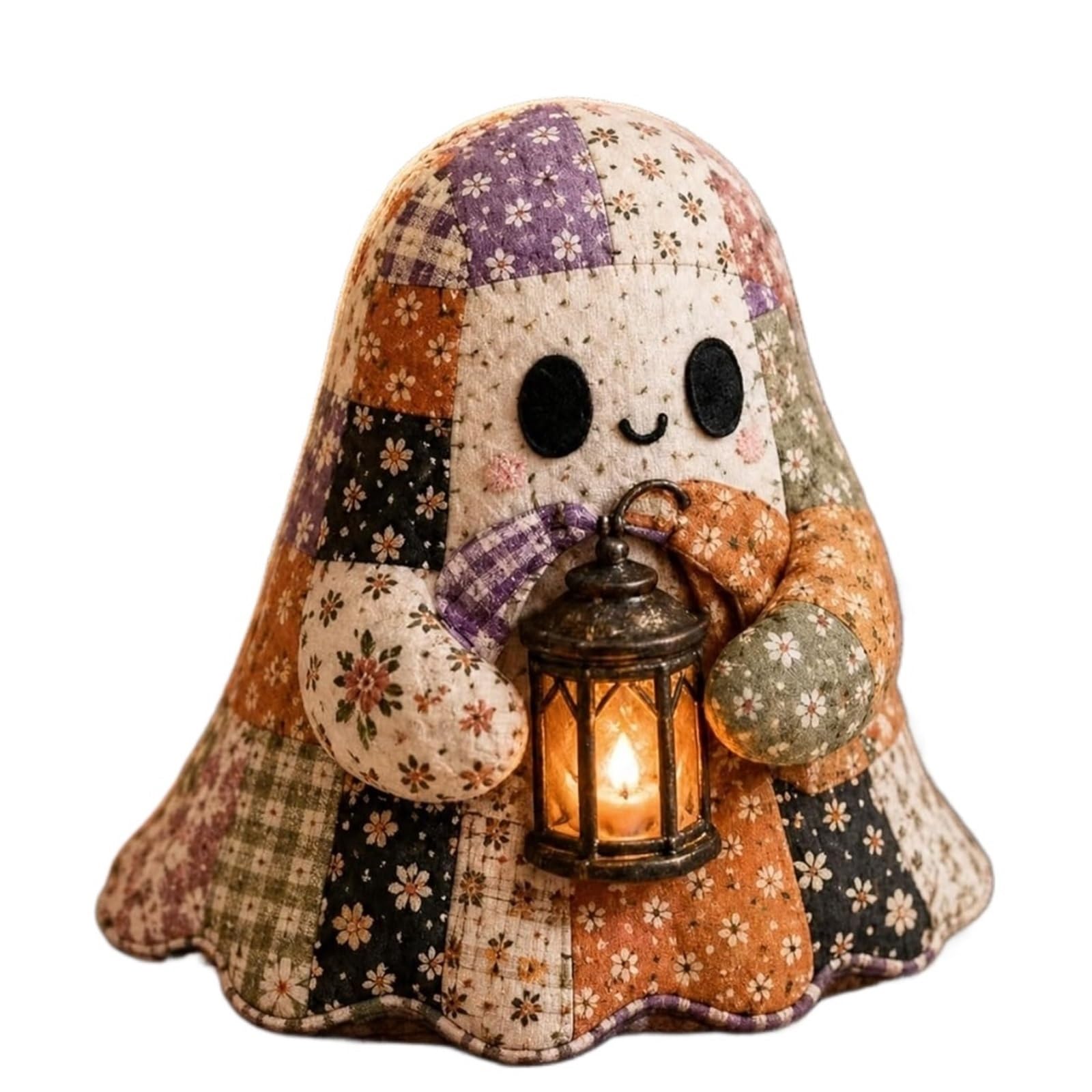 QAZWZG Little Ghost Halloween DIY Patchwork Kit Little Ghost’s Cozy DIY Patchwork Kit, Cute Ghost Plush Sewing Craft, Doll Making Set, Handmade Decor Ornament