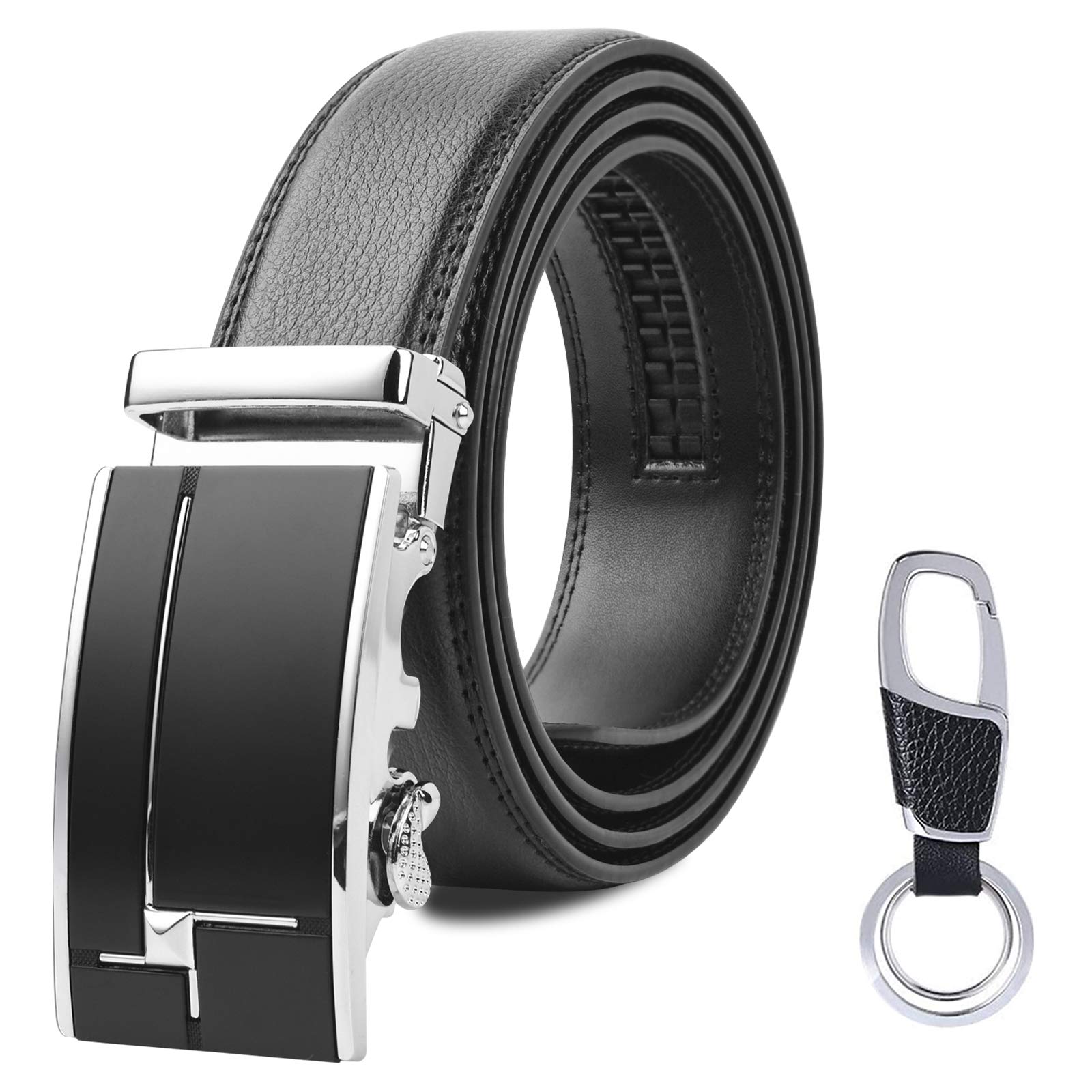flintronic Cintura da Uomo in Pelle con Fibbia Automatica, Moda Cintura a Cricchetto