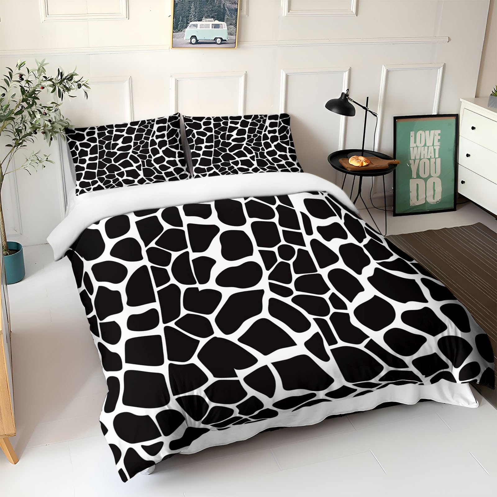 Set copripiumino da 155 x 220 cm, per bambini, ragazzi e adolescenti, per letto singolo, strisce colorate con motivo leopardato, copripiumino con chiusura lampo e federa da 80 x 80 cm