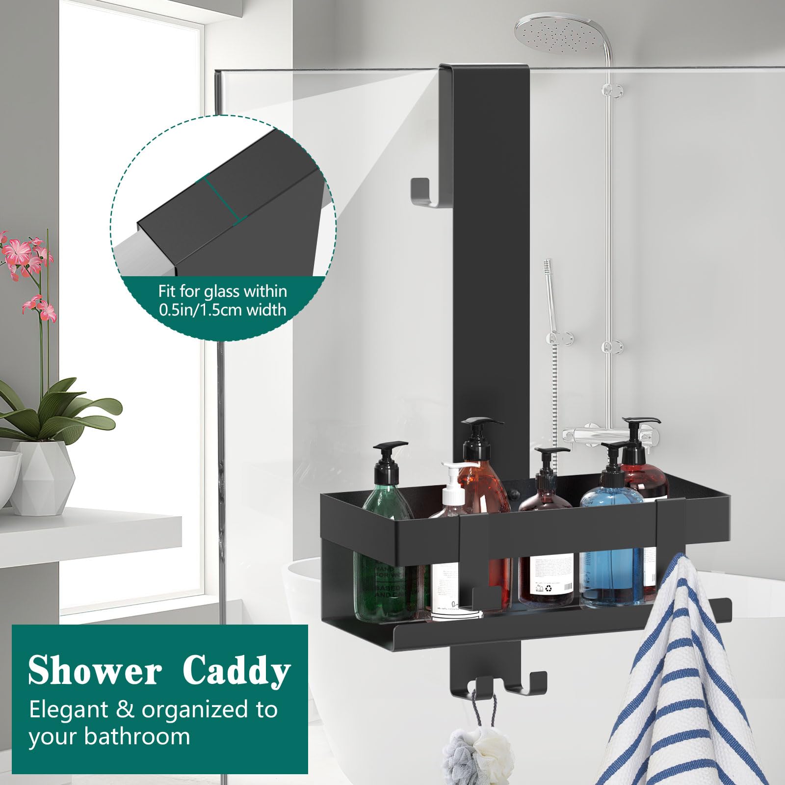 Emibele Over The Door Shower Caddy, 304 Stainless Steel Hanging Shower Caddy Rustproof Shower Shelves - Image 2