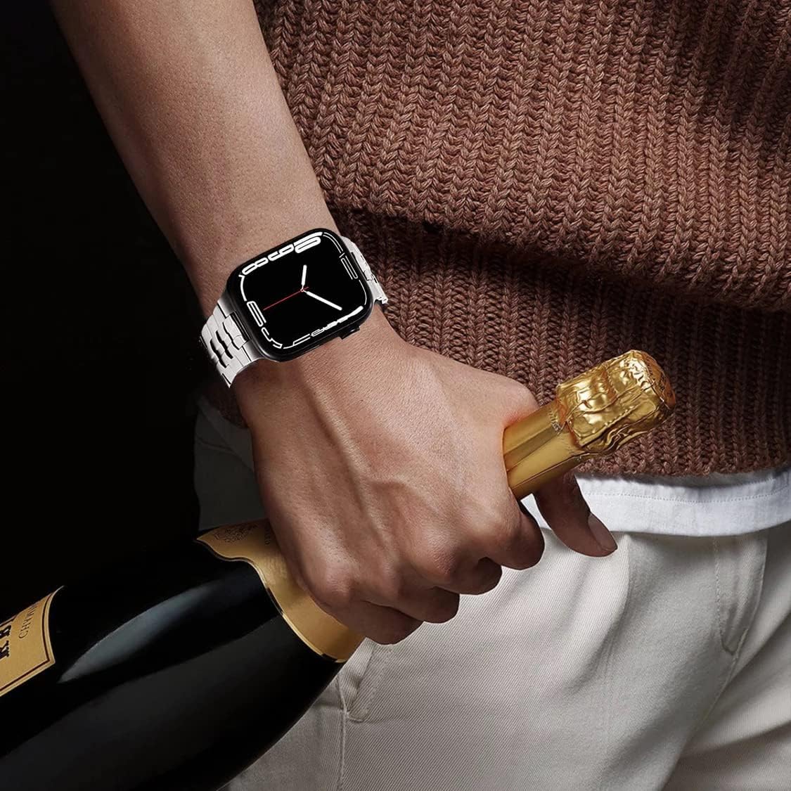 WINGLE Correa de acero inoxidable para Apple Watch Series 8, 7, 3,