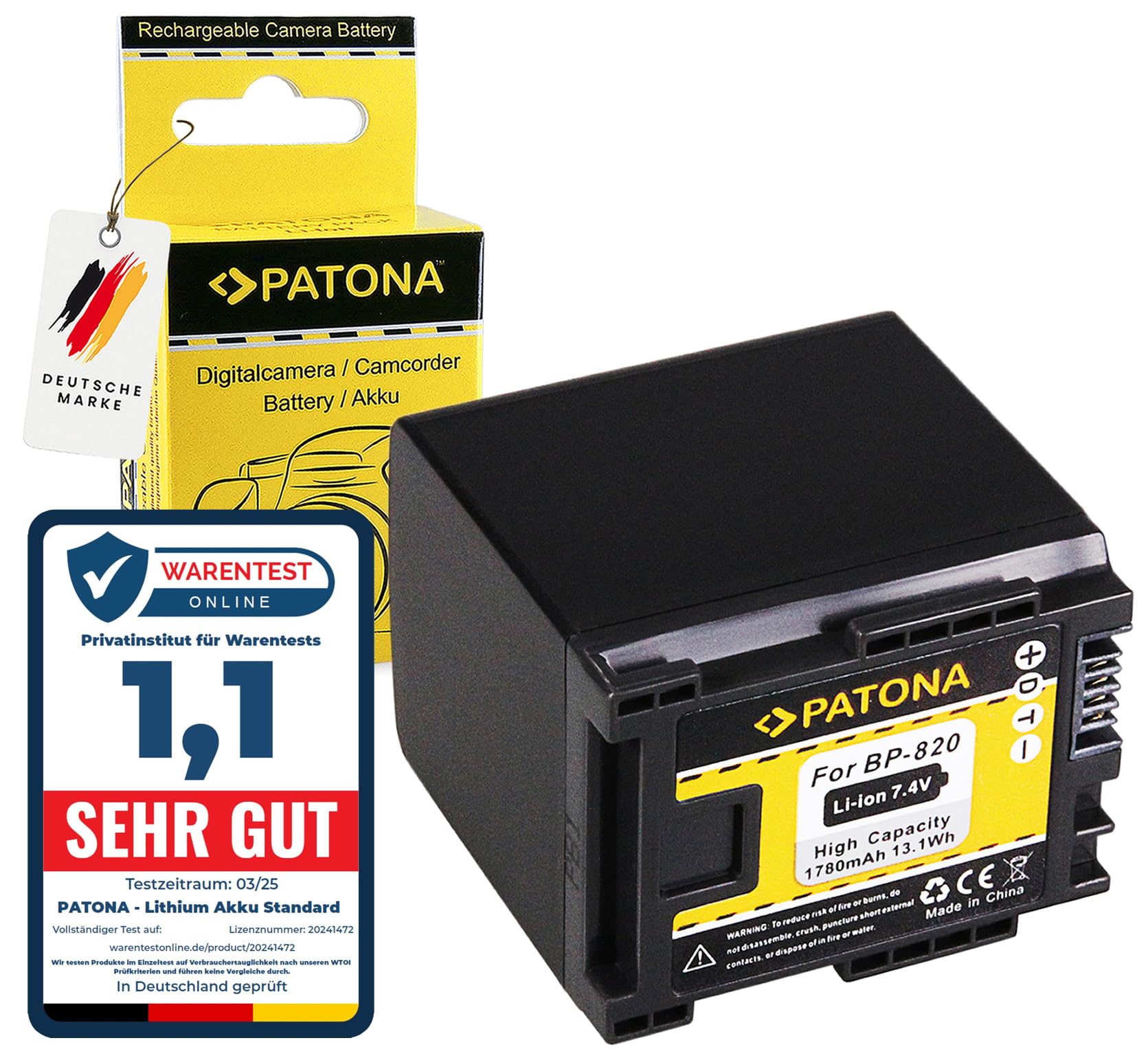 PATONA Batterie pour Canon BP-820 BP-819 1780mAh 7.4V