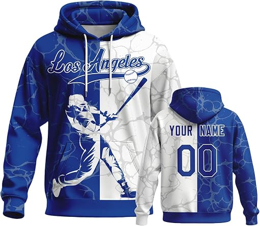 Baseball Pattern Hoodie City Name SweatshirtCustom Name Number Hip Hop Sports Pullover Fans Gift for Men Women Youth