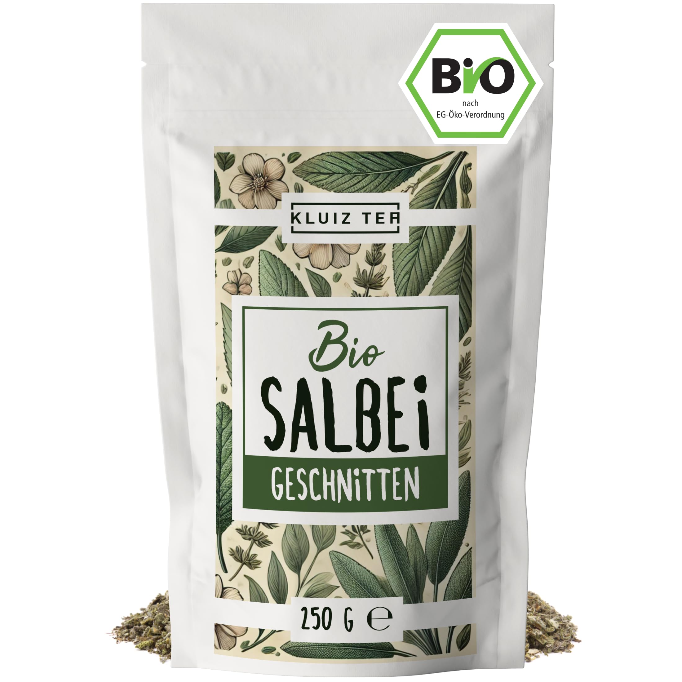 Salbeitee Bio lose - 250 Gramm Bio Salbeitee lose I 100% natürlicher Salbei getrocknet aus Biologischem Anbau by KLUIZ TEA