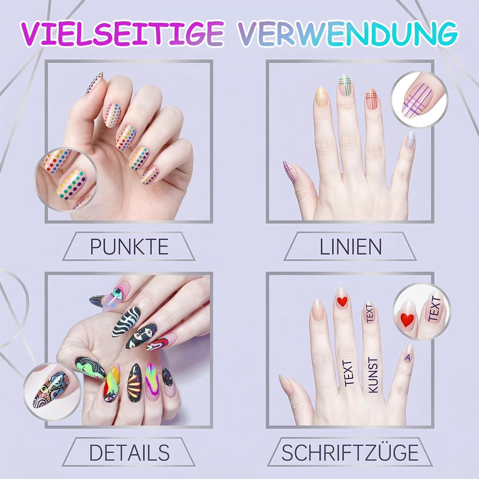24 Farben Nagellack Stift Set, 0.5mm Nail Art Marker für 3D-Nagelkunst, Nagellackstifte für Nägel Kinder, Nageldesign für DIY Nagelkunst, Premium-Schnelltrocknungsformel