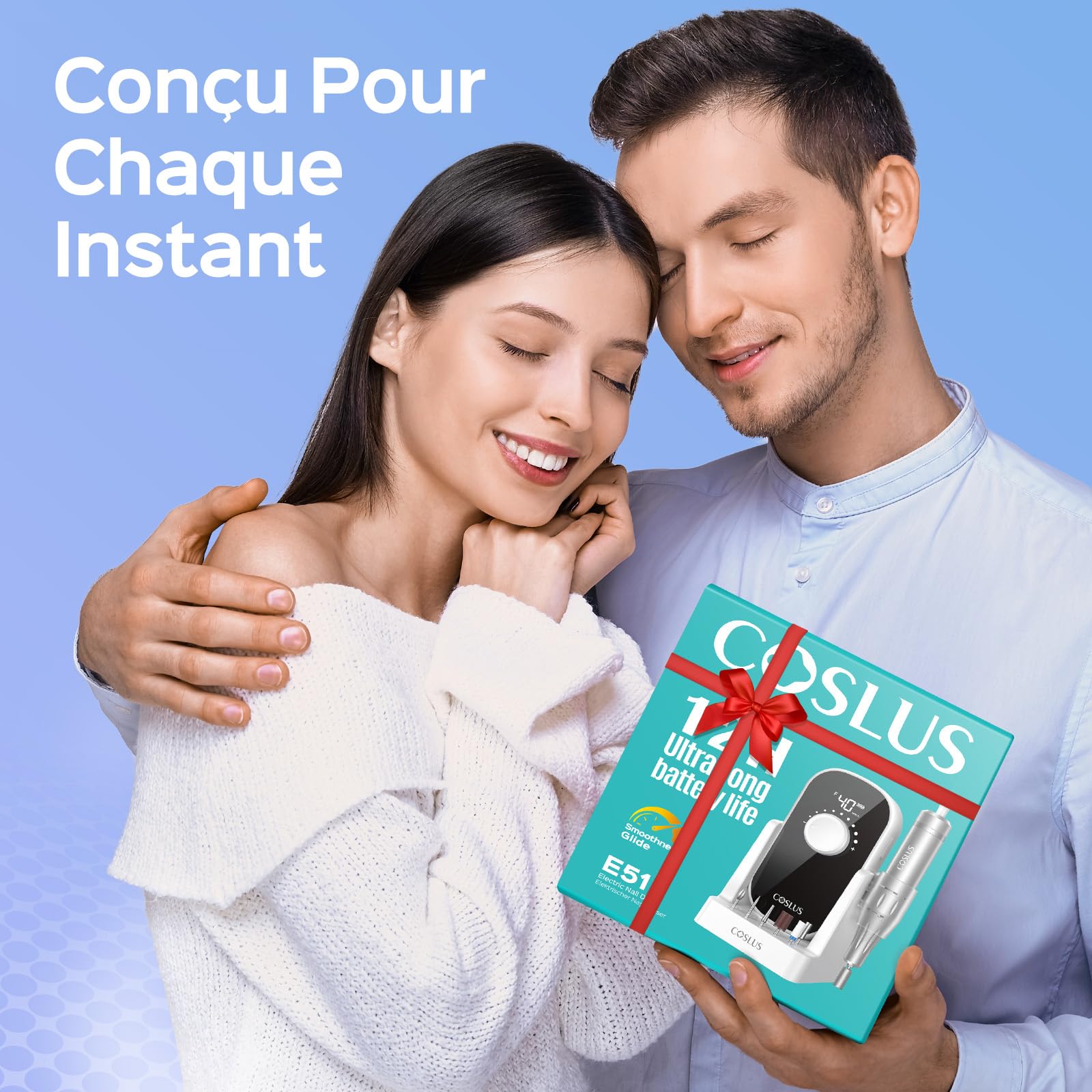 COSLUS E51 Ponceuse Pour Ongles Professionnelle: 40000 RPM Ensemble de Lime a Ongle Electrique 6 en 1 Pour Ongles en Gel et Ongles en Acrylique, Idéal Pour le Salon et La Maison Portable et Silencieux