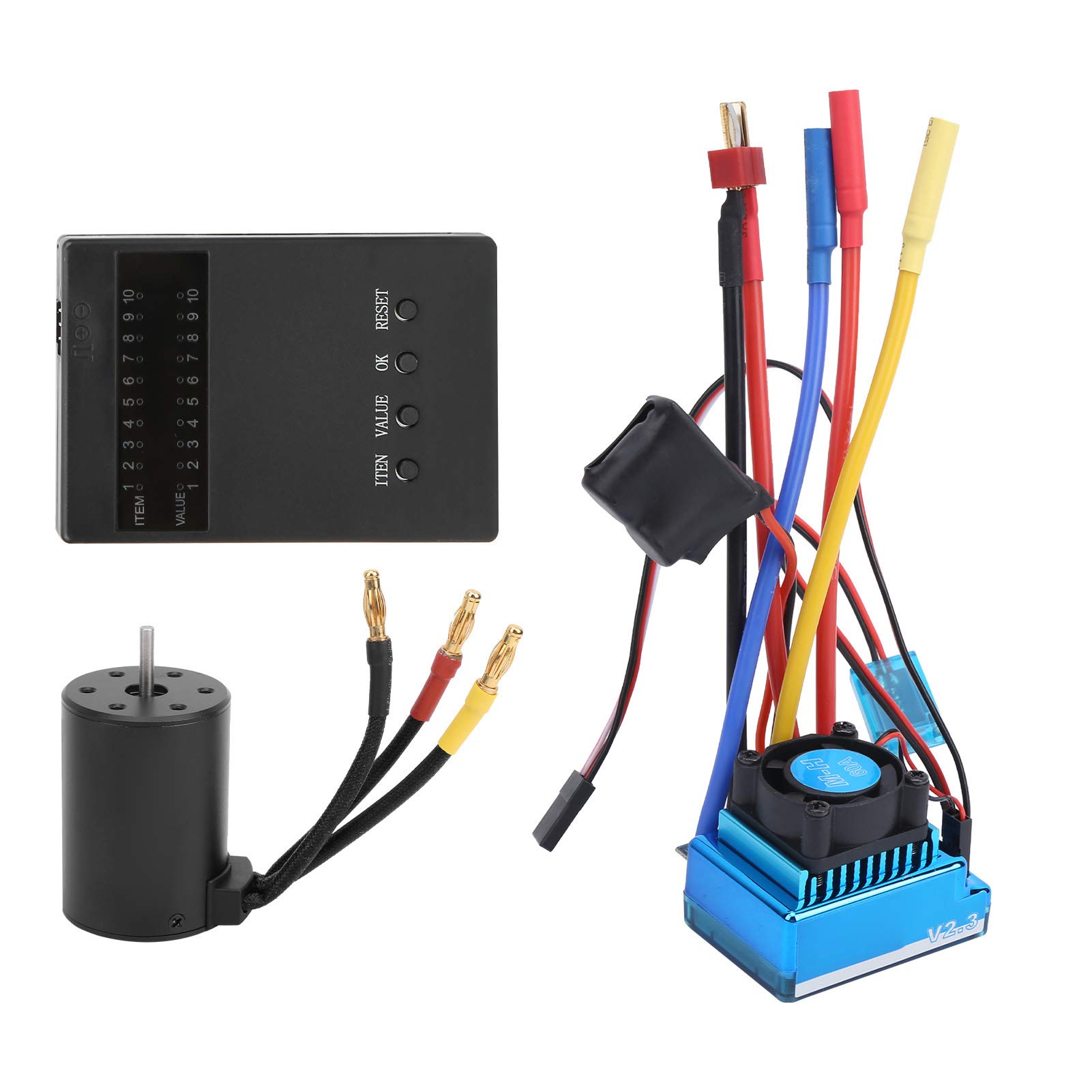 3650 2300KV Brushless Motor mit 60A Wasserdichtem ESC und Programmierkarte für 1:10 RC Auto, TRX4 SCX10 Kompatibel, 900W Hochleistungsantrieb mit 4 - poligem Kupferwicklungsmotor