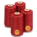 New brothread - 30 Options - 4 Large Cones of 5500Y (5000M) Each All Purpose Spun Polyester Thread 40S/2 (Tex27) for Serger, Overlock, Quilting, Piecing and Sewing - Red