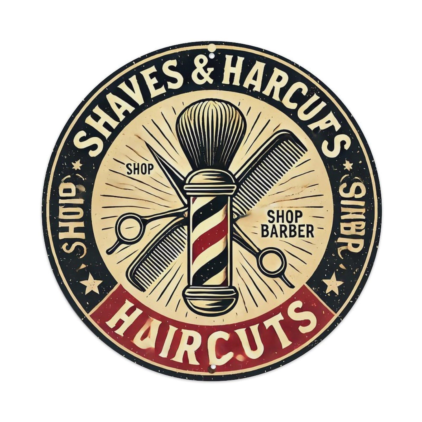 Jdyansheng Vintage Barber Shop Logo Design_2 Tin Sign Metal Poster Metal Signs For Home Man Cave Bar Cafe Kitchen Laundry Room Wall Decorations 8X8 Inches