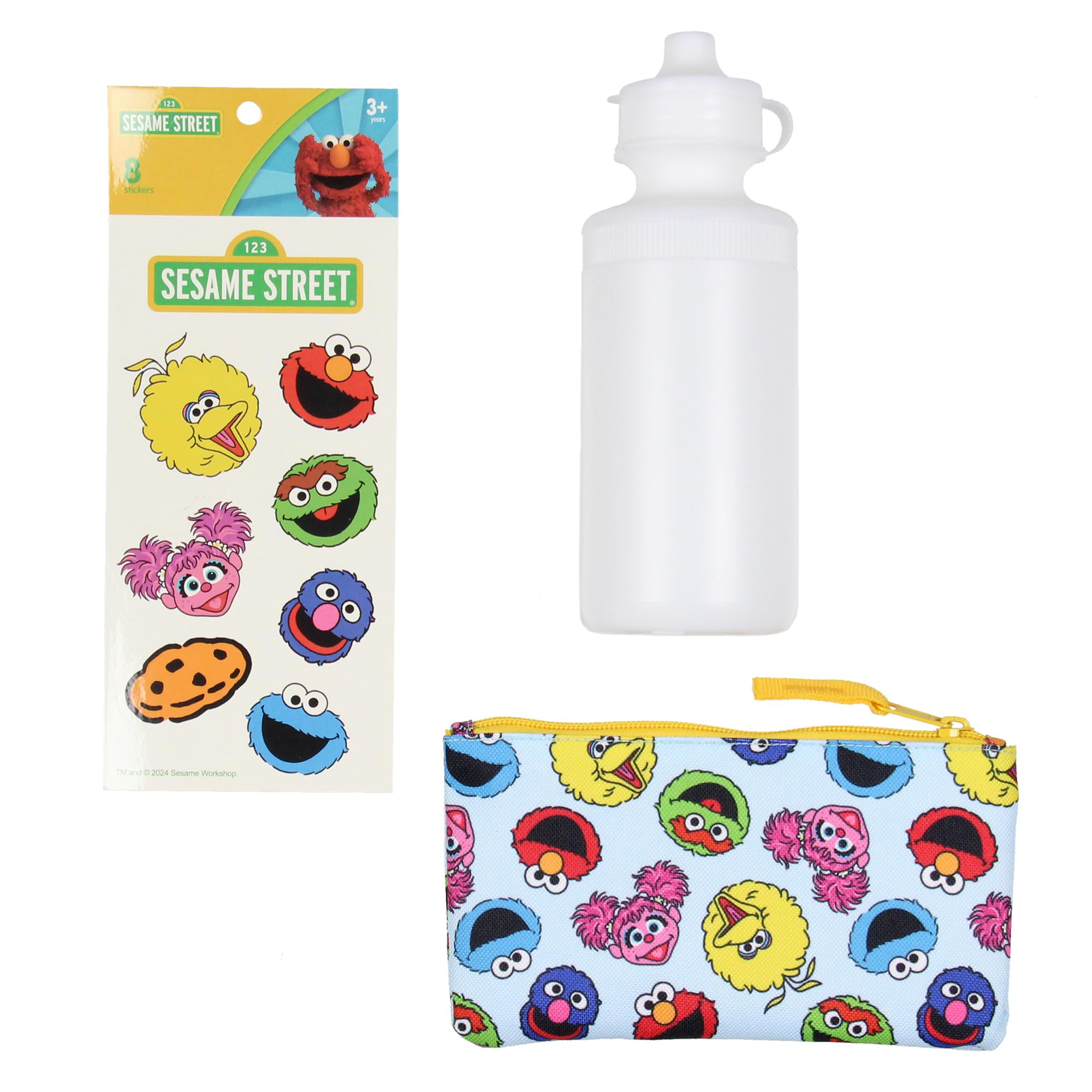 INTIMO Sesame Street Group Cookie Monster Elmo Big Bird - Juego de 5 piezas, mochila, fiambrera, estuche para lápices, botellas de agua, pegatinas de 40,6 cm
