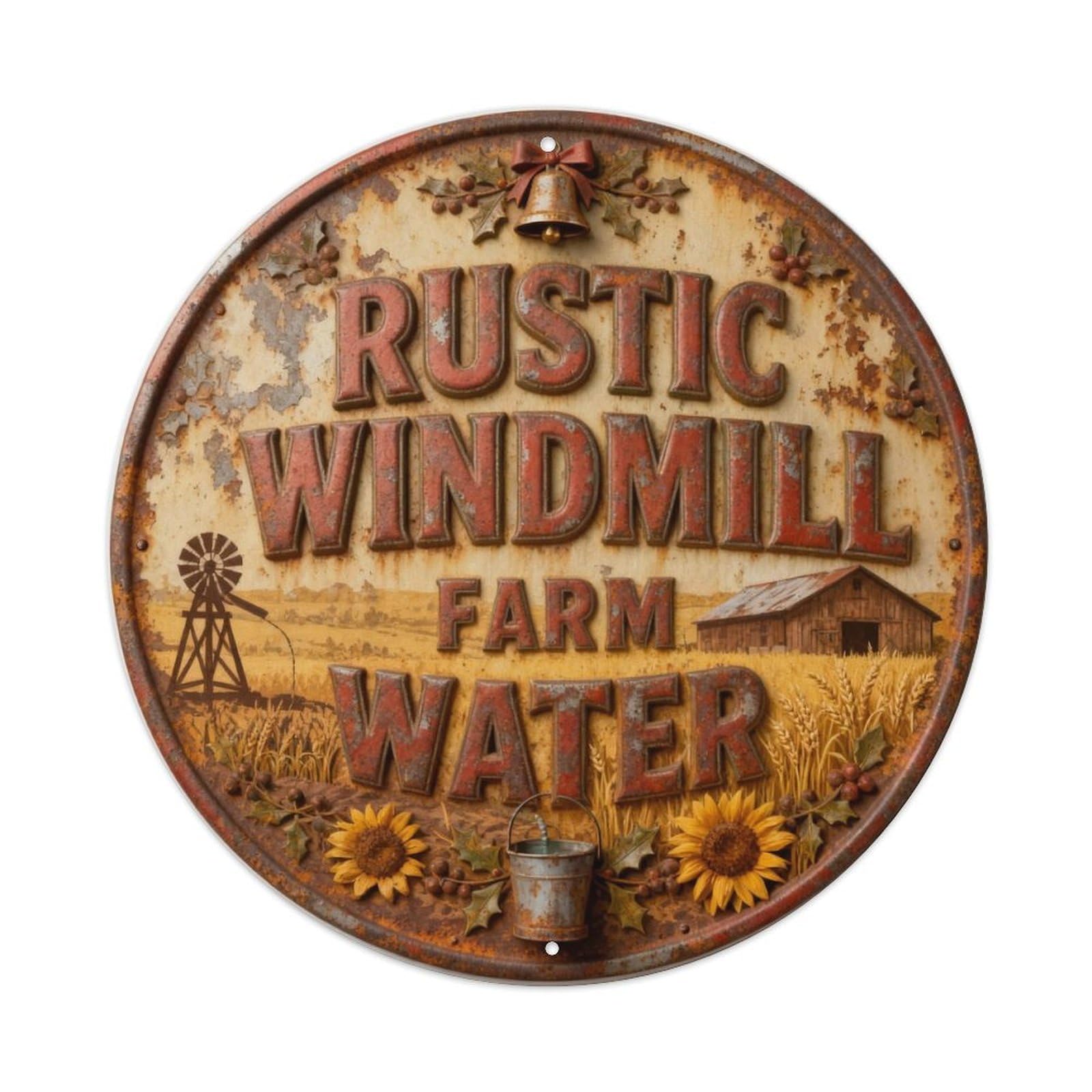 RUSTIC WINDMILL FARM PUMP WATER Metal Tin Sign Plaque