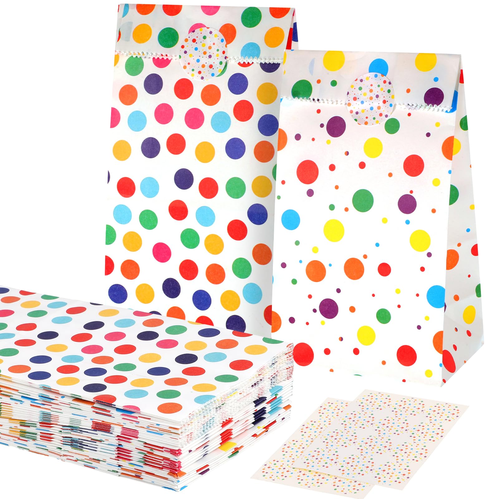 60 stuks snoepzakjes, boterbroodzakjes, kleine cadeauzakjes, kleurrijke snoepzakjes met 60 stickers voor Pasen, kinderverjaardag, buffet, barbecue, bruiloft, feest, afstudeerfeest