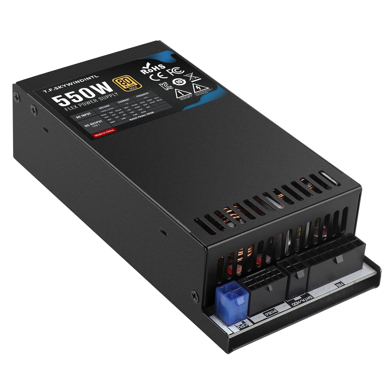 Flex Power Supply 550W with Gen 5 12VHPWR GPU Connector Fully Modular PSU Full Voltage 110/220V Ultra-Quiet 20+4Pin for Desktop PC Server POS AIO System