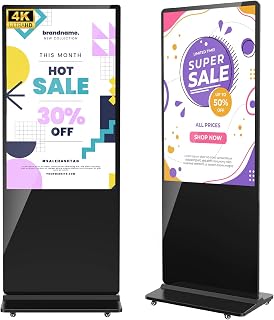 HARZHI 55 Inch 4K LCD Digital Signage Display Kiosk, Indoor Floor Standing Advertising Display Poster, Commercial Display with Auto Media Player, HDMI/USB/WiFi (55" NonTouch-Screen 4K)