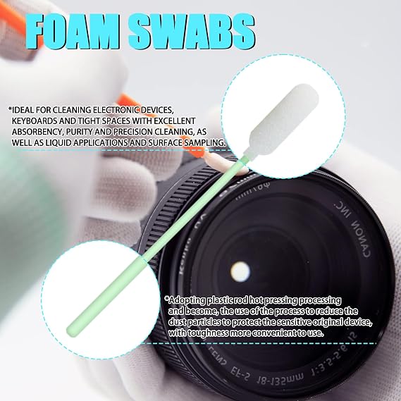 Cleaning Swab Kit 130 Pcs,Multi-Purpose Cleanroom Foam Tip,Square Round Cleaning Swabs 5 Types Lint Free Swabs for Inkjet Printer, Print Head Optics Lens Camera Optical Equipment Automotive Detailing