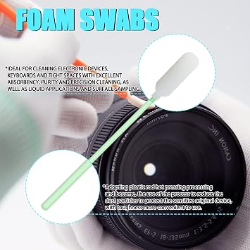 Cleaning Swab Kit 130 Pcs,Multi-Purpose Cleanroom Foam Tip,Square Round Cleaning Swabs 5 Types Lint Free Swabs for Inkjet Printer, Print Head Optics Lens Camera Optical Equipment Automotive Detailing