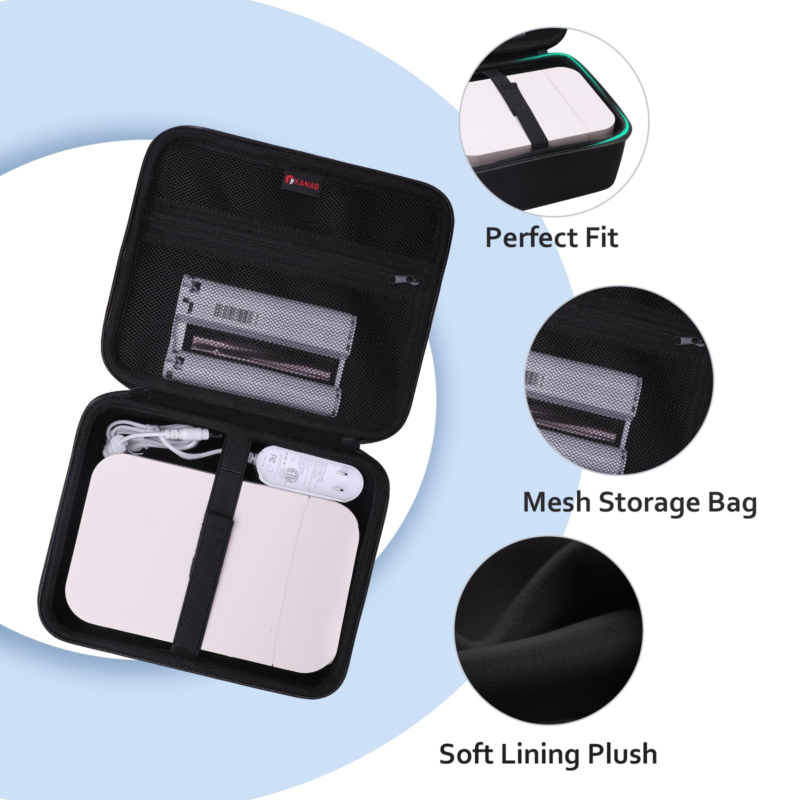 XANAD Hard Case for Liene M100 4x6 / HPRT Photo Printer 4x6 Instant Picture Printer (Black)-Inside: 8.3