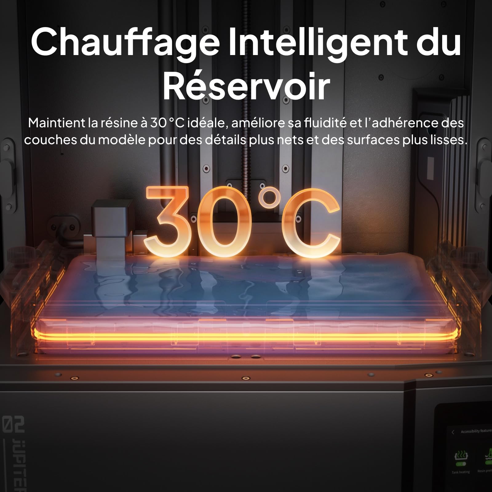 ELEGOO Jupiter 2 Imprimante 3D Résine MSLA Grande Taille 16K, Nivellement Automatique, Chauffage Intelligent du Réservoir, Alimentation Automatique en Résine, Grappe Wi-FI, 302,4 × 161,98 × 300 mm