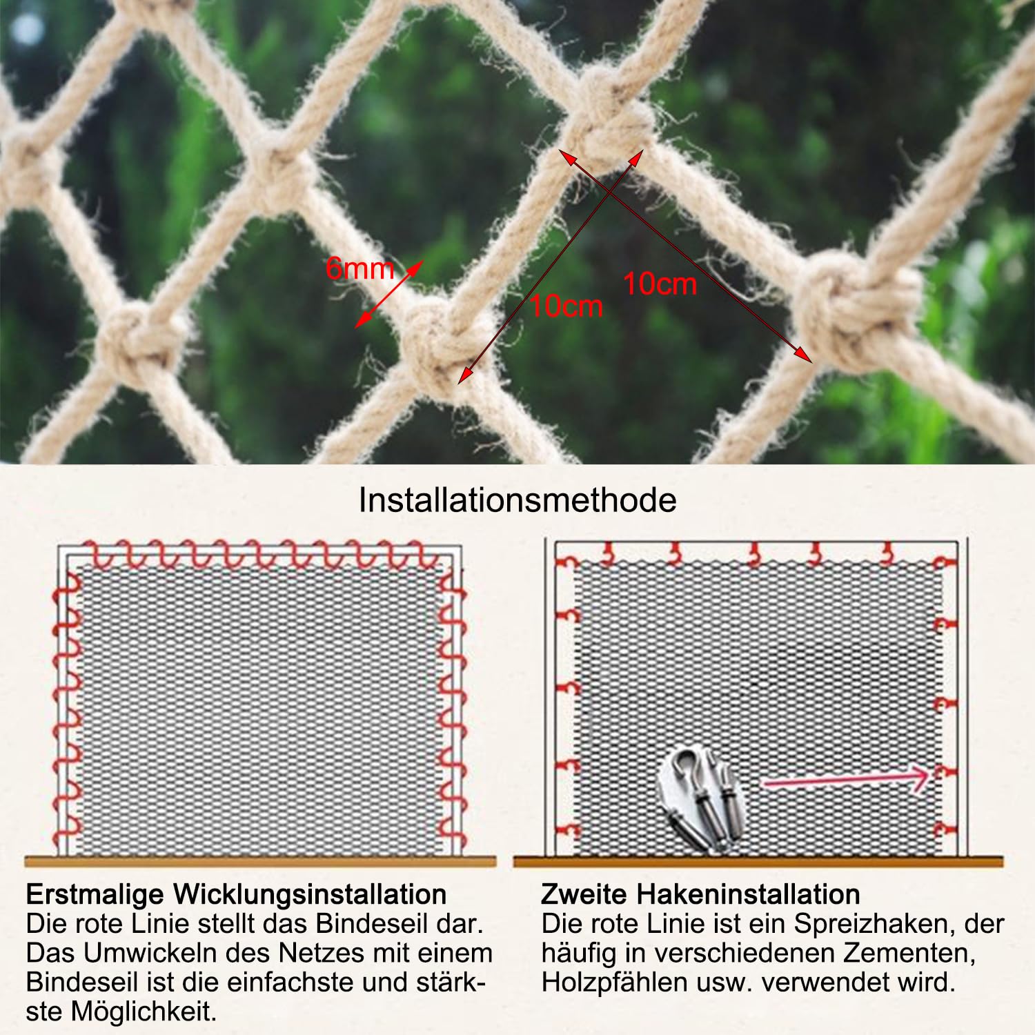 Rete Protezione Canapa Interni Rete Corda Canapa Rete di Sicurezza per Arrampicata su Casa Sull'Albero Rete di Protezione per Ringhiera del Balcone delle Scale(Size:1 * 10m(3 * 33ft))
