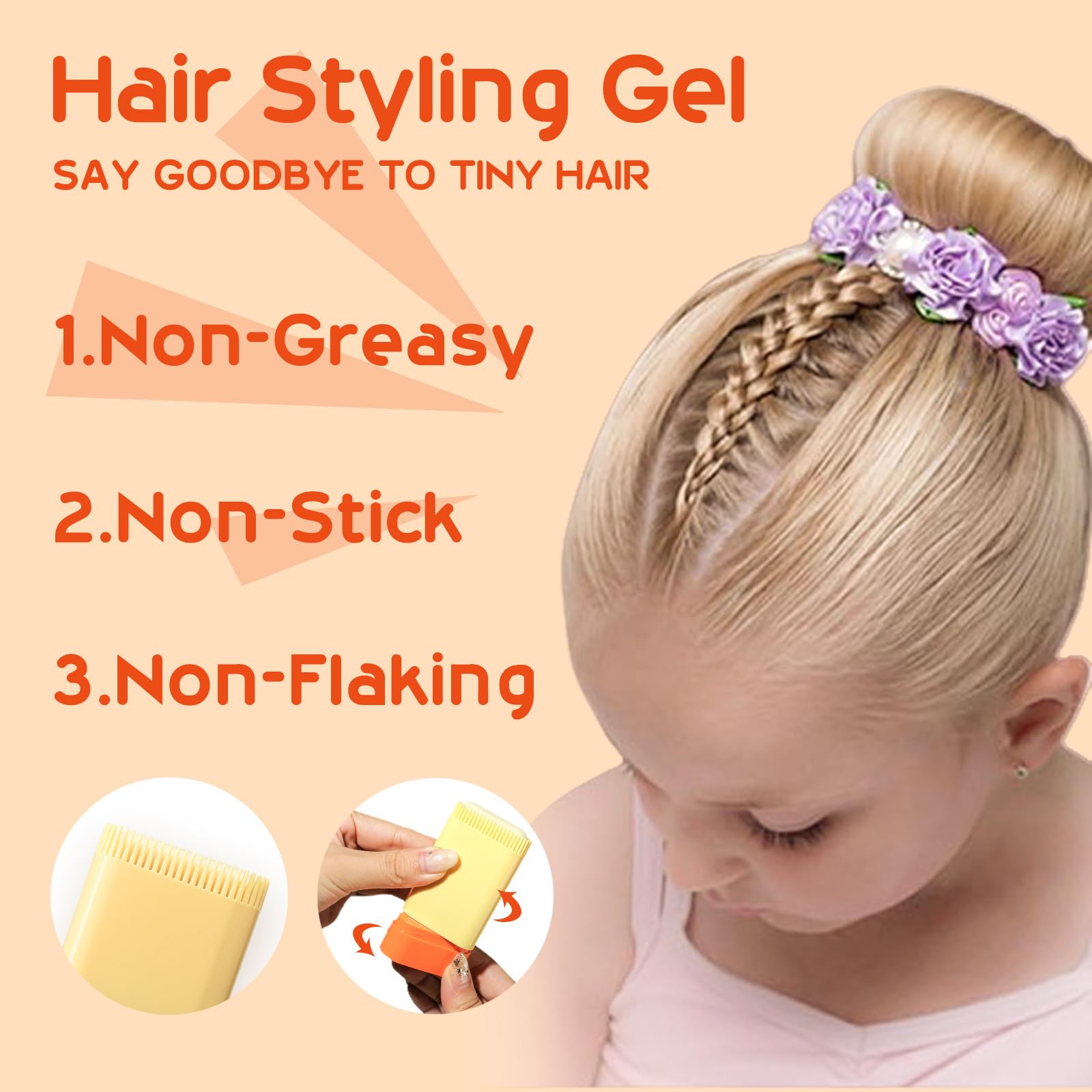 Hair Wax Stick, 2-in-1 Design with Built-in Comb, Hair Styling Products, Moisturizing & Non-Greasy - Image 2