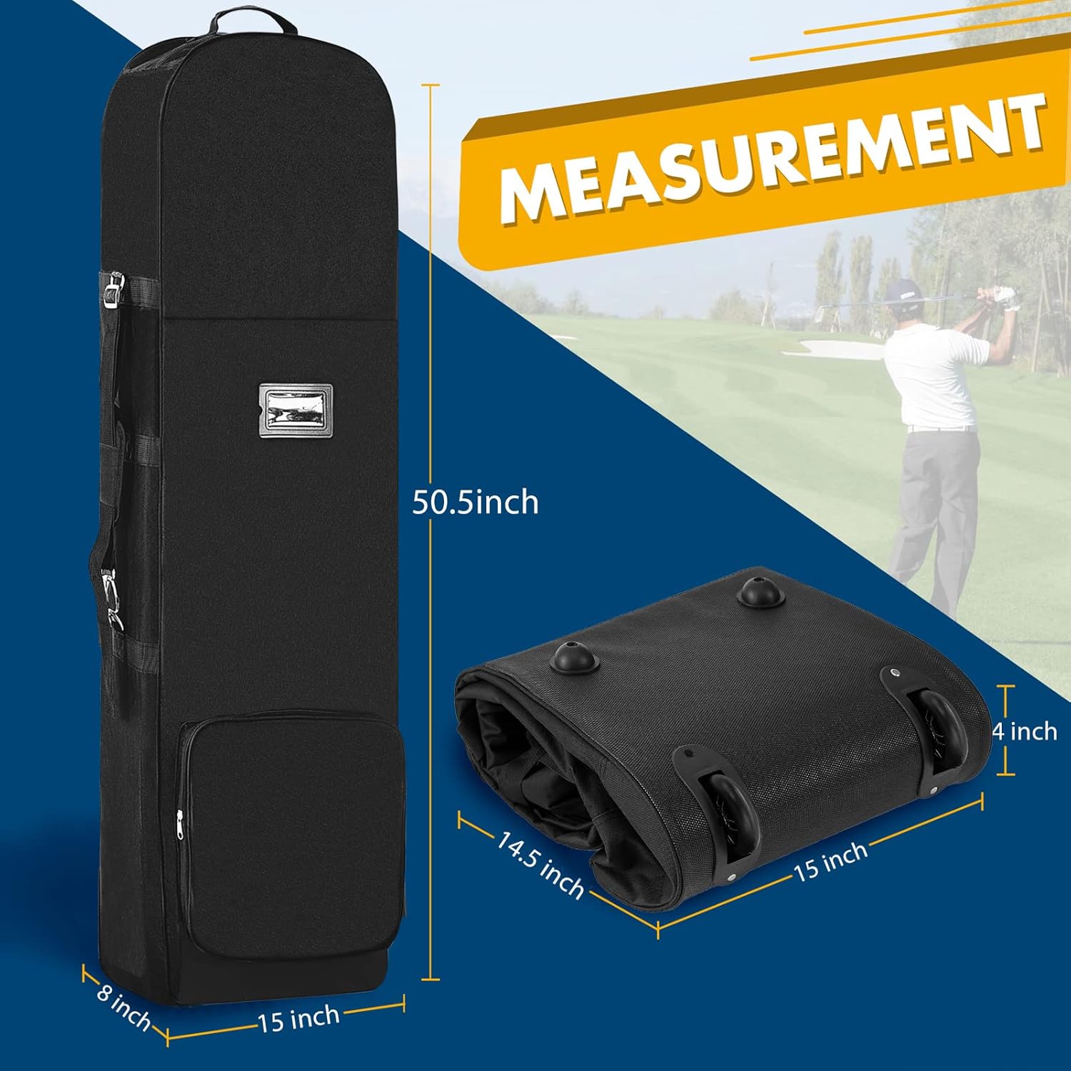 DAREKUKU Golf Travel Covers for Airlines with Detachable Shoulder Straps, Soft Foldable Golf Club Travel Bags, 900D Heavy Duty Oxford -Universal Size : Sports & Outdoors