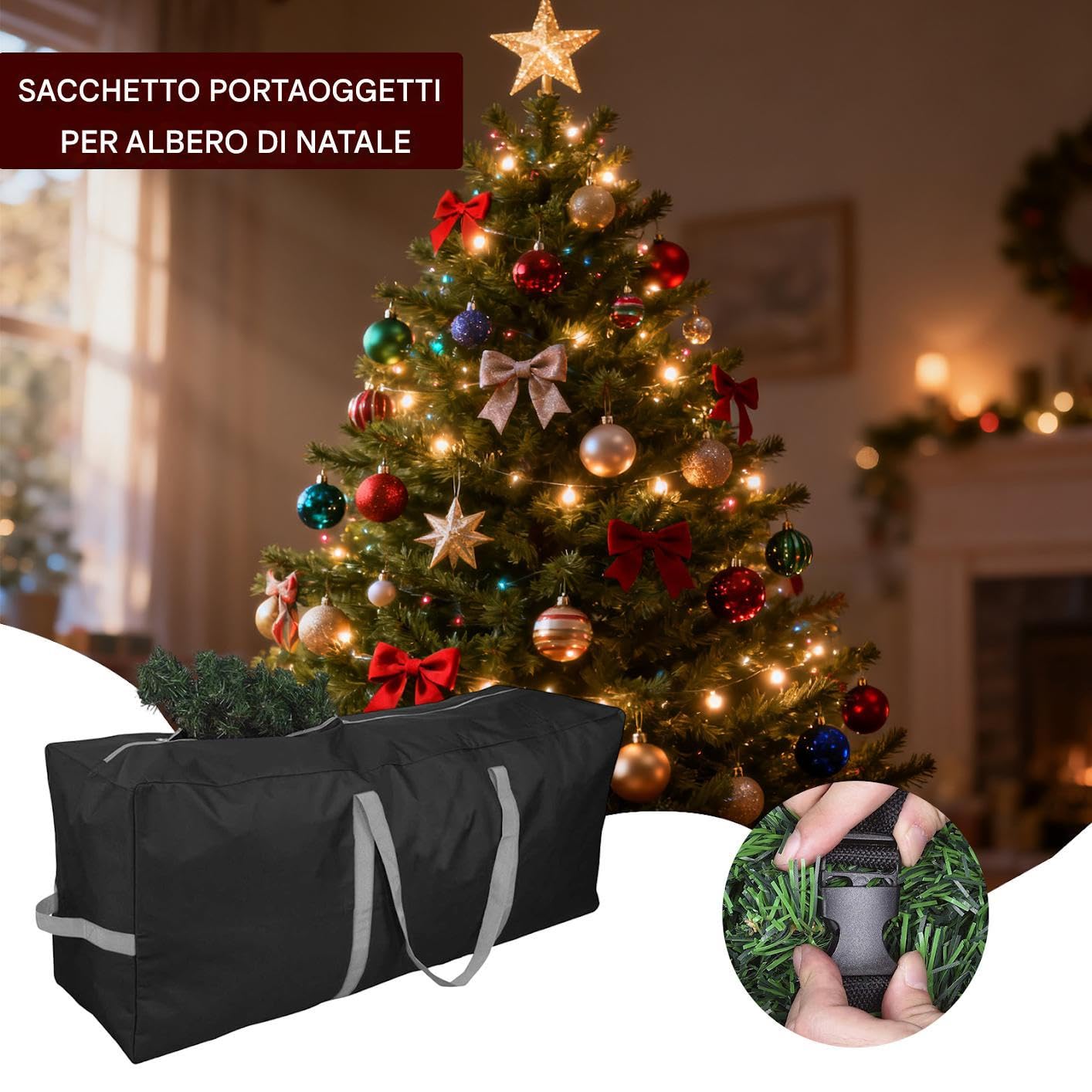 Scatola Di Deposito Per Albero Di Natale Organizzatore Per Conservazione | Borsa Resistente Ai Raggi UV Per Forniture Natalizie Per Dormitorio Soggiorno Campeggio Garage Mobili