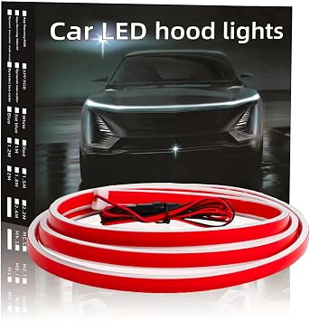 Flexible Car Hood Light Strip, 59 Inches Dynamic LED Daytime Running Light for Car, Truck, SUV, White Light, Easy to Install and Waterproof