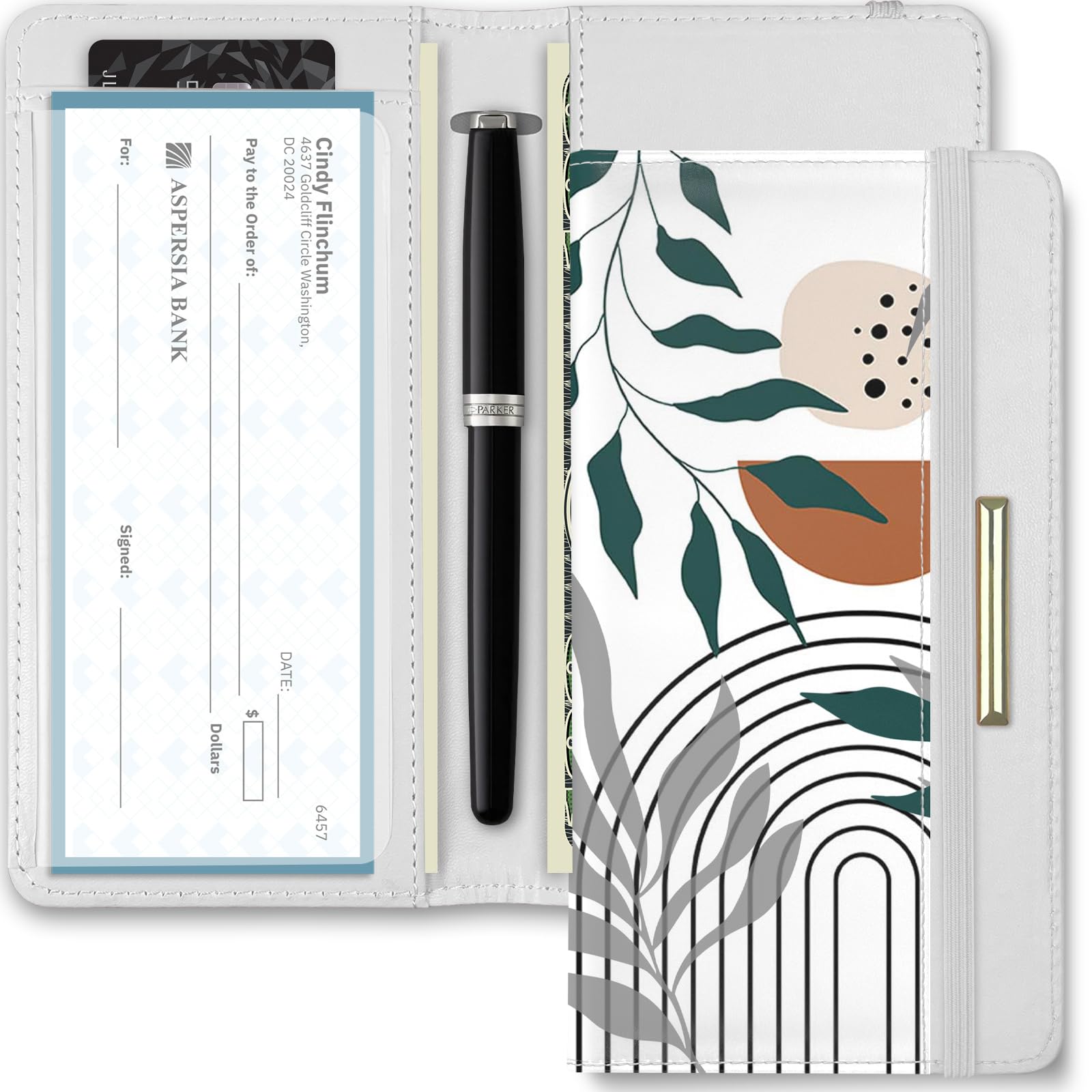 Printed Checkbook Cover, RFID Blocking Checkbook, Stylish, Lightweight, Slim Durable, Multi-Functional Checkbook Holder for Personal and Business Checks (Bohemia)