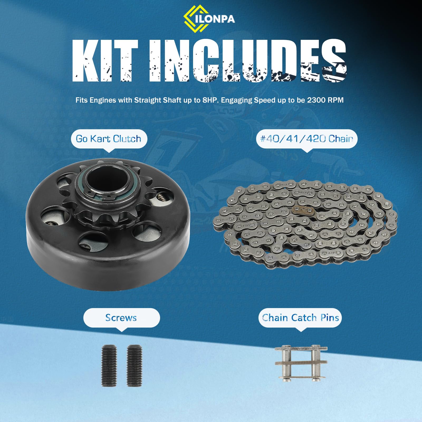 Embrague centrífugo de 1 pulgada de diámetro de 14 dientes para Go Kart Mini Bike Clutch con cadena #40/41/420, se adapta a motores con eje recto 8-13 HP