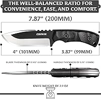 Vista 2 de OERLA TAC DE-0014 Cuchillo de hoja fija para uso al aire libre 420HC Cuchillo de campo de acero inoxidable lavado a la piedra Cuchillo recto