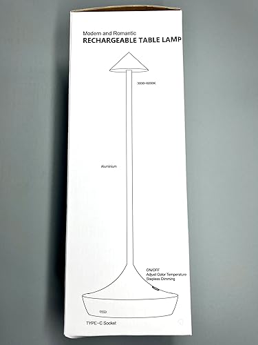 Miniatura 9 de Moslumin Lámpara de mesa inalámbrica recargable, 6000 mAh alimentada por batería, lámpara de escritorio LED al aire libre, impermeable, táctil,