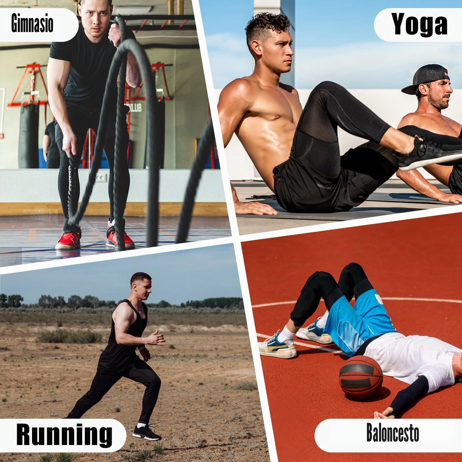 HYCOPROT Pantalones de Compresión para Hombre Secado Rápido Pantalones Deportivos de Entrenamiento Leggings Correr de Baloncesto para Running Fitness Yago