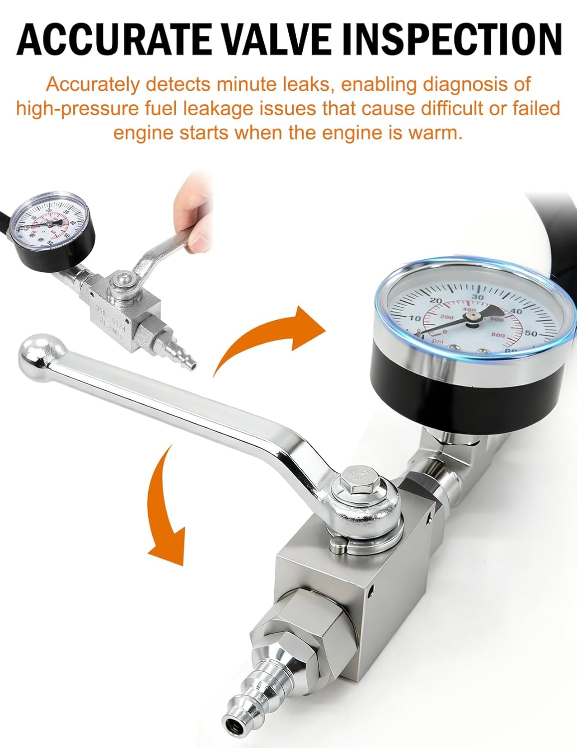 High Pressure Oil System IPR Air Test Kit Compatible with Ford 6.0L & 7.3L Powerstroke Diesel Engines, Oil Leak Detector Includes Air Meter, Adapters and Sealing Washers