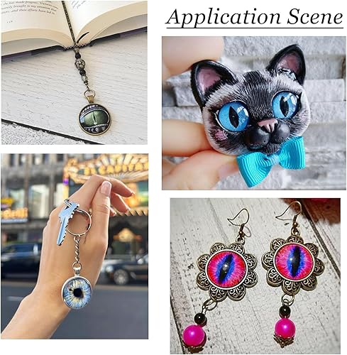 Miniatura 10 de Pandahall - 100 piezas de cabujones de resina con parte trasera plana de 0.472in, cúpulas de ojo azul medio redondo para manualidades, álbumes de