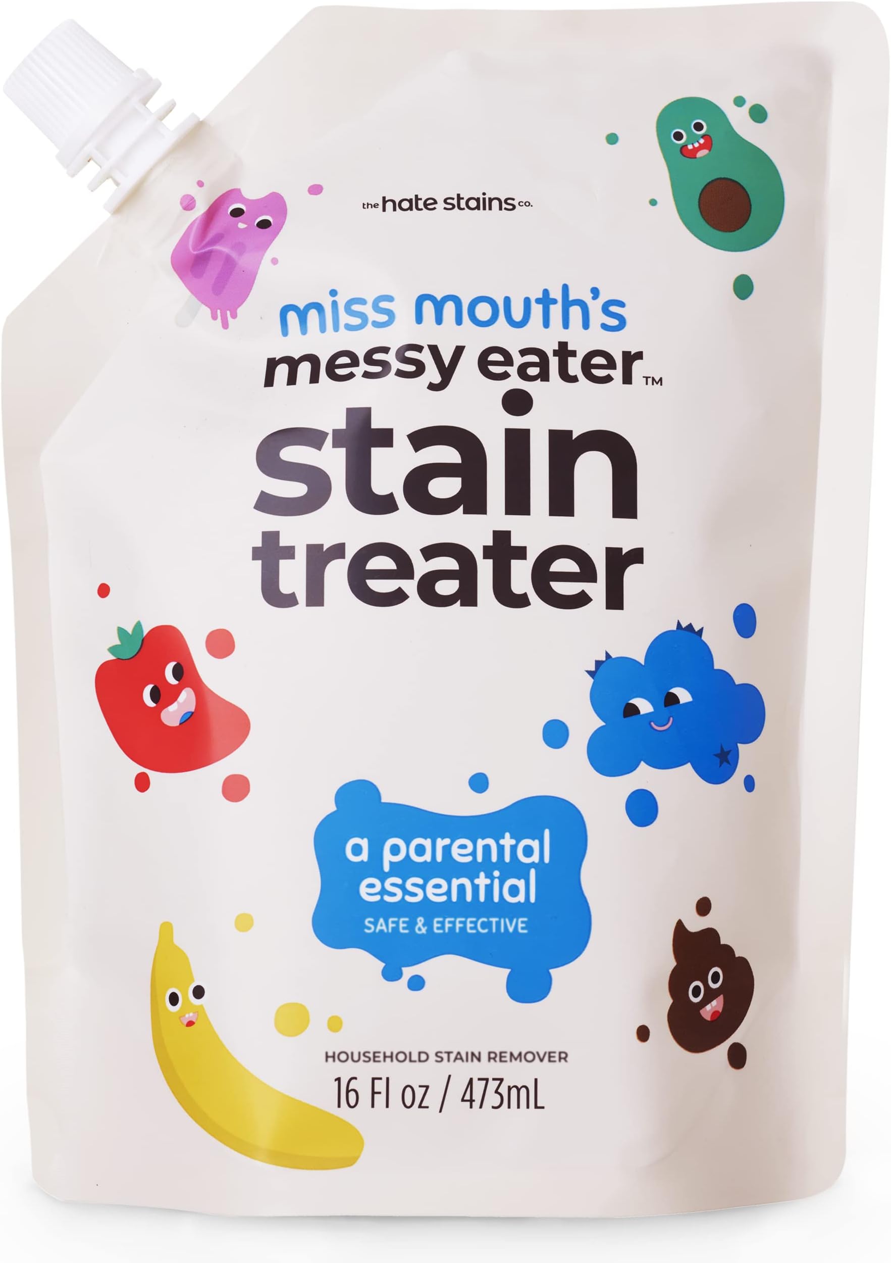 Miss Mouth’s Messy Eater Stain Treater Refill Ready Kit - 2 Pack Stain Remover Spray and 16oz Refill Pouch - Newborn & Baby Essentials - Food, Grease, Coffee Off Laundry, Underwear, Fabric main image 1