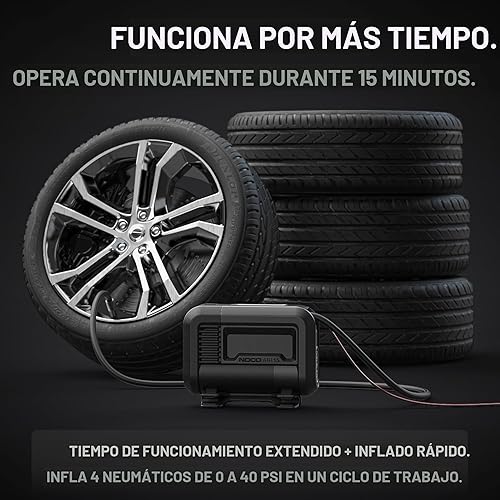 Miniatura 4 de NOCO AIR15 Inflador de neumáticos ultrarrápido de 15 A - Bomba de compresor de aire portátil de 12 V - Flujo de aire de 44 SLPM infla de 0 a 40 PSI
