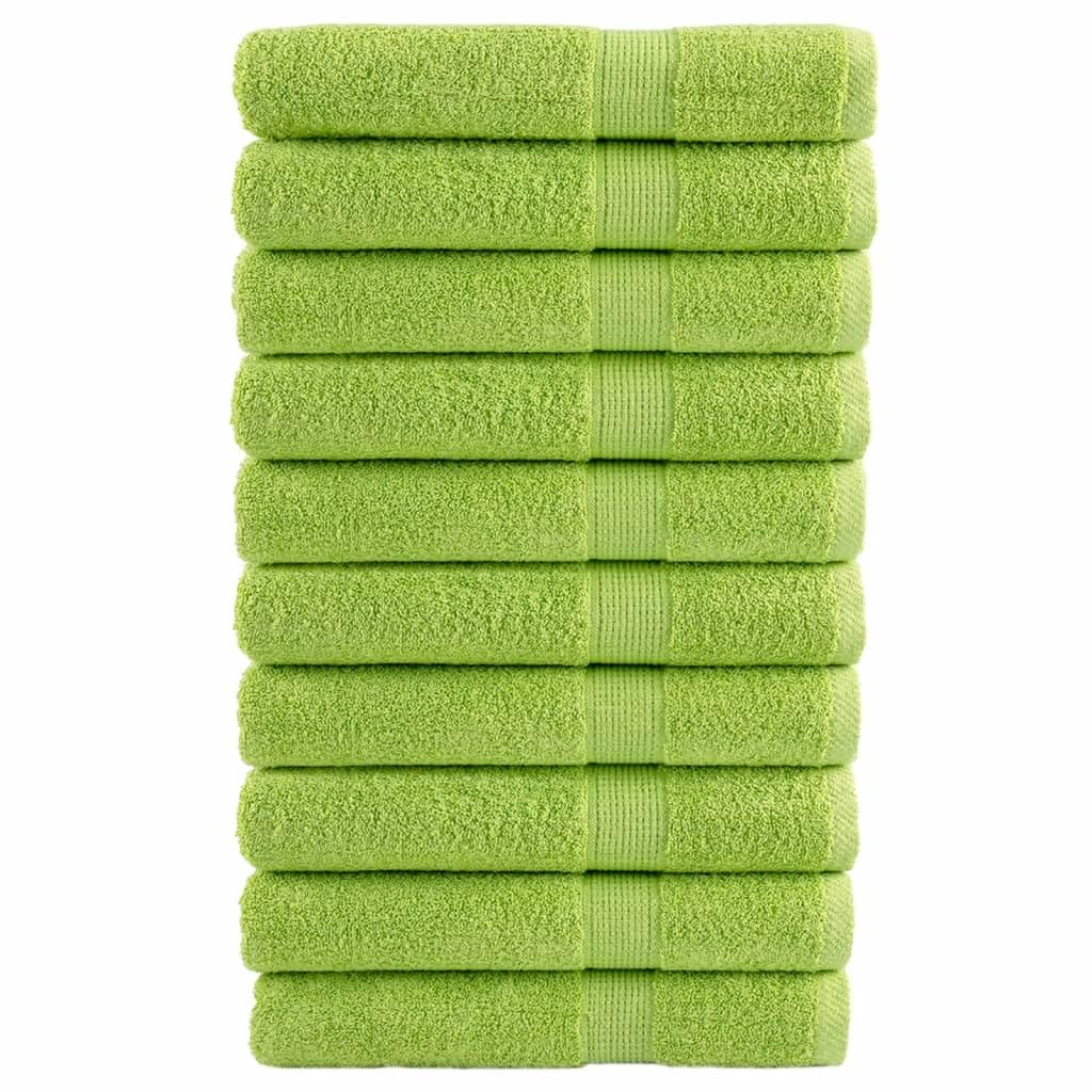 SOLUND Toallas de mano de primera calidad, 10 unidades, color verde manzana, 100 x 200 cm, 600 g/m², toallas de rizo de algodón absorbentes, con lazo para colgar, para baño, playa y bienestar