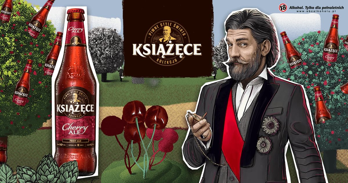 Książęce Cherry Ale 24 x 0,5l - Kirschbier aus Polen mit 4,1% Vol. - Inklusive Haus der Biere Berlin Bierdeckel