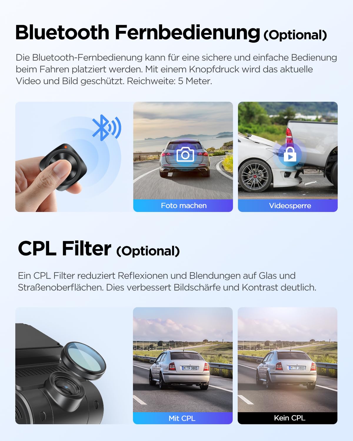 VIOFO A229 Plus 2K + 2K Dual STARVIS 2 HDR Dashcam Auto, Sprachsteuerung & 5GHz Wi-Fi, GPS, Super Nachtsicht 2.0, 2,4" LCD, 512 GB Max