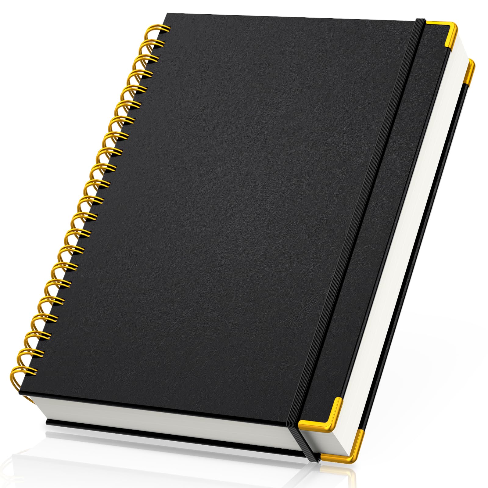 Yarotm Cuaderno A4 Rayas - Libreta Notas Espiral 1 Pieza - 110g/m² Papel Lineas Cuaderno de Notas A4-21x29.5cm Bloc de Notas 300 Páginas - Cuaderno A4 Tapa Dura para Escritura Diaria, Negro