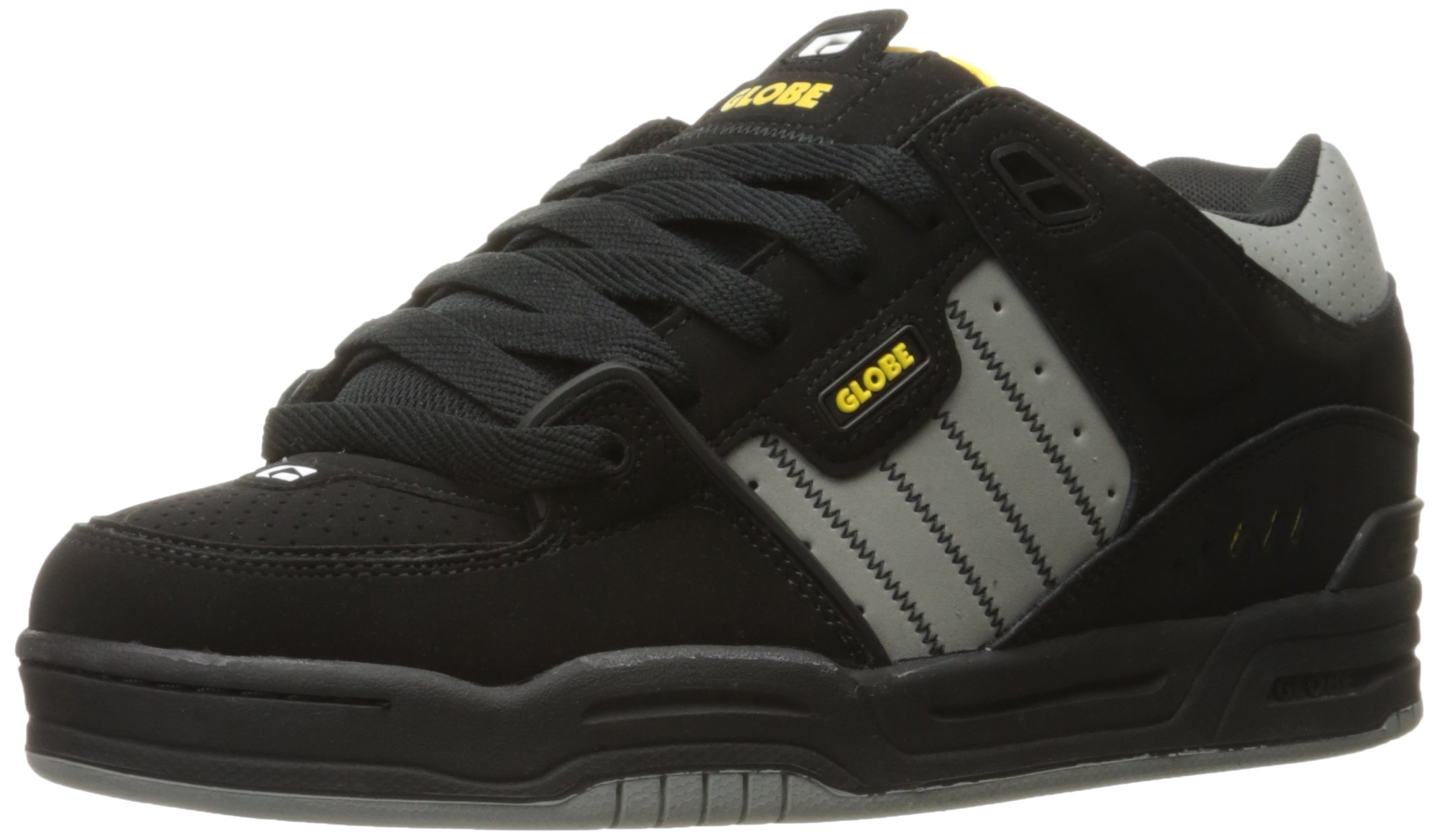 Globe Mens Fusion Skate Shoes, Black/Grey/Yellow, 14 M US